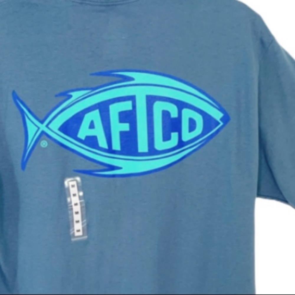 AFTCO Cotton Short Sleeve Graphic T Shirt M Blue - Picture 5 of 6